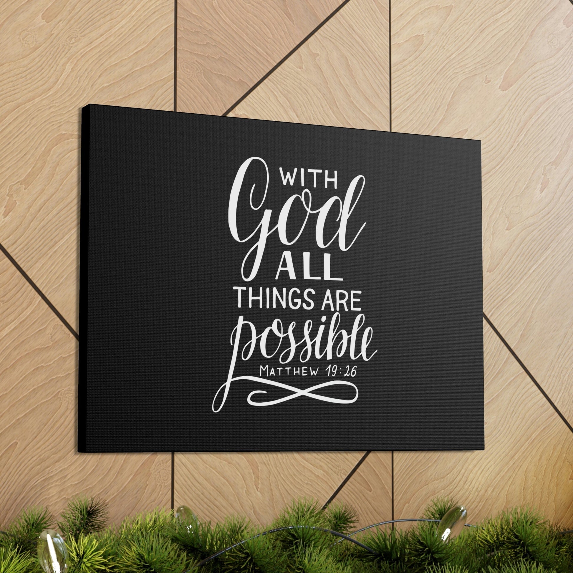 With God All Things Are Possible Matthew 19:26 Black Christian Wall Art Bible Verse Print Ready to Hang Unframed-Express Your Love Gifts