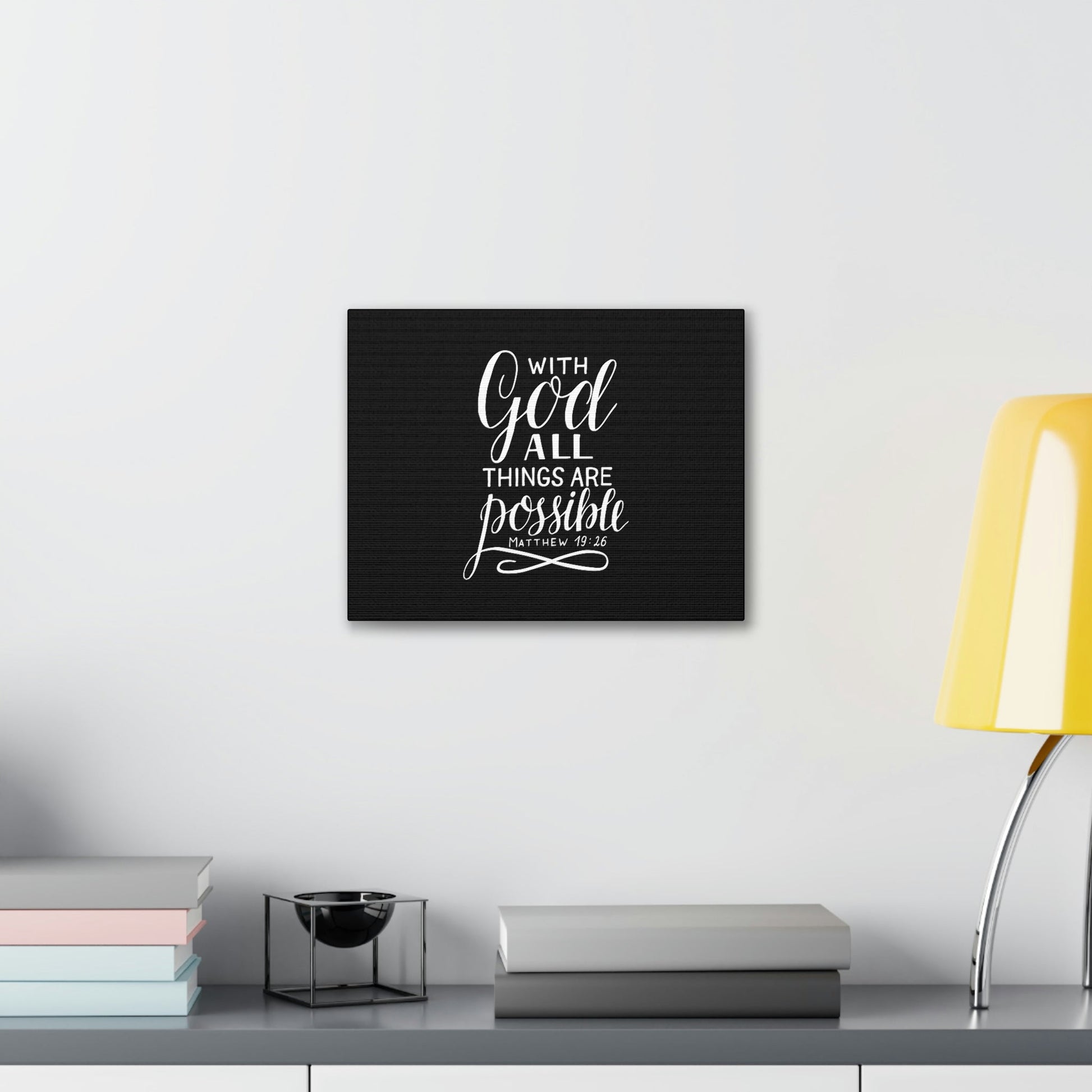 With God All Things Are Possible Matthew 19:26 Black Christian Wall Art Bible Verse Print Ready to Hang Unframed-Express Your Love Gifts