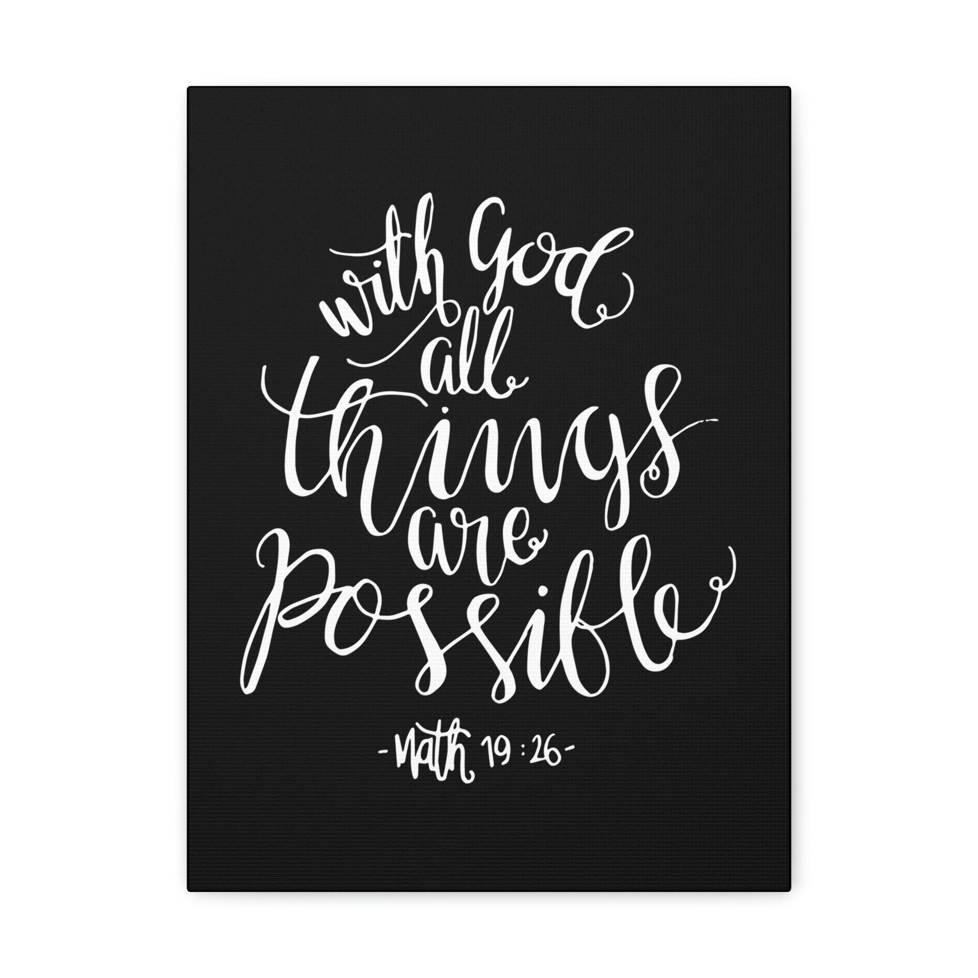 Scripture Walls With God All Things Are Possible Matthew 19:26 White Cursive Christian Wall Art Bible Verse Print Ready To Hang Unframed-Express Your Love Gifts
