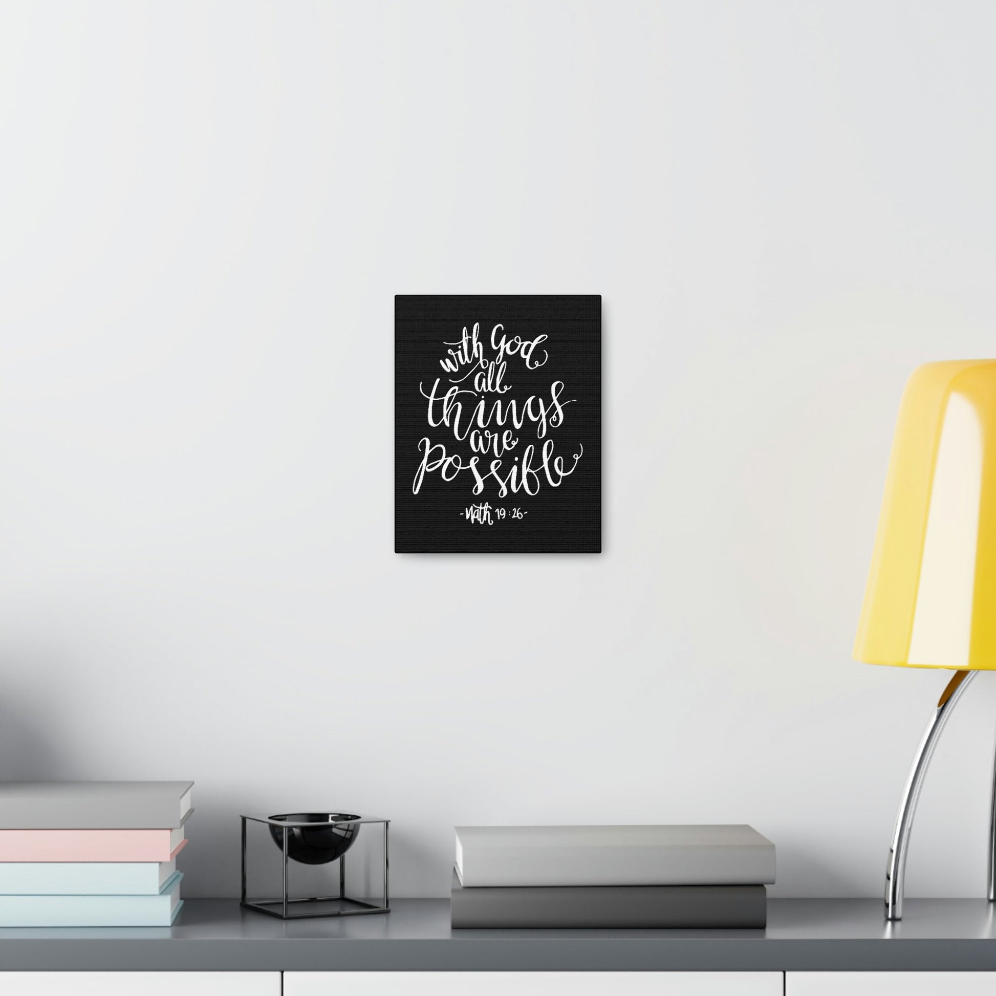 Scripture Walls With God All Things Are Possible Matthew 19:26 White Cursive Christian Wall Art Bible Verse Print Ready To Hang Unframed-Express Your Love Gifts