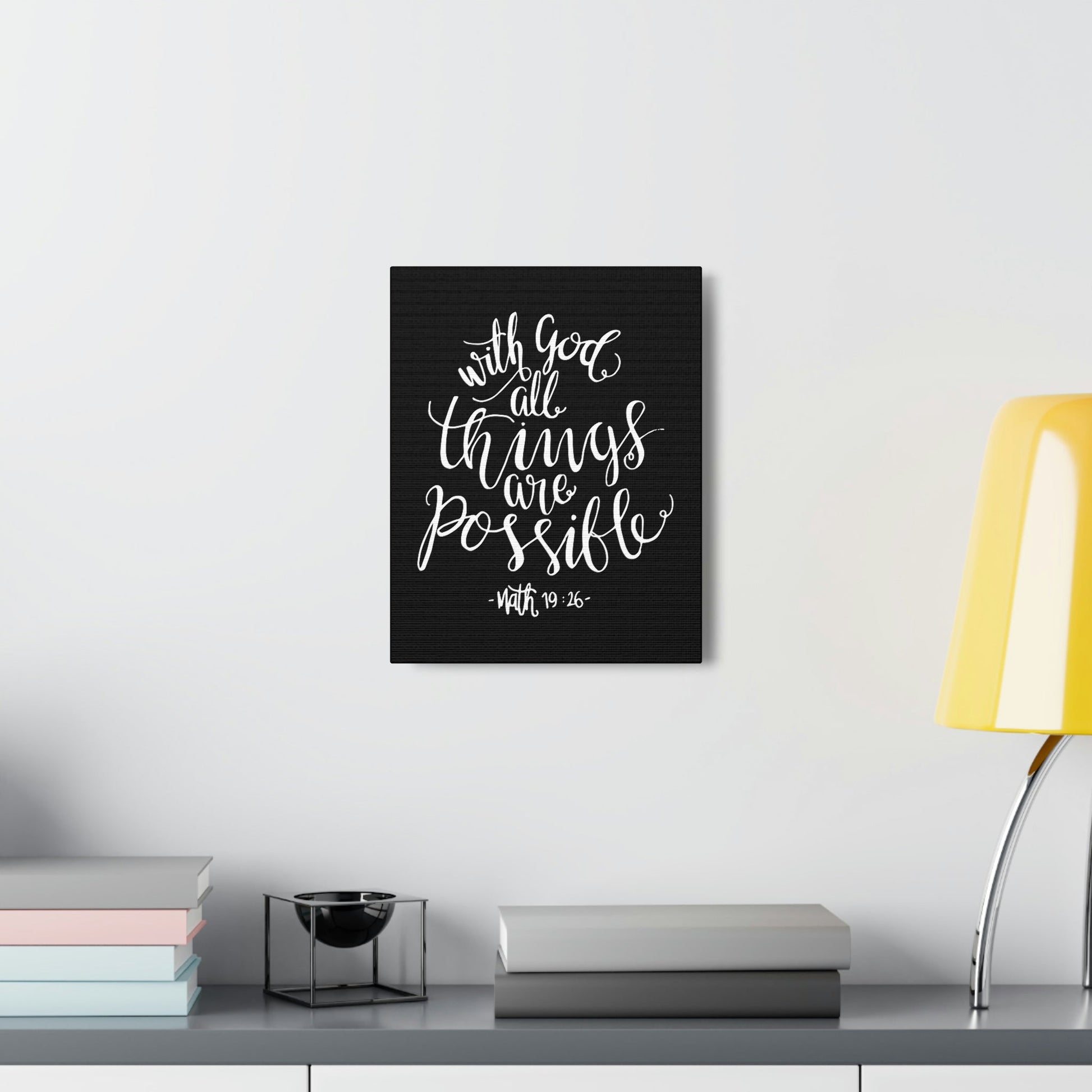 Scripture Walls With God All Things Are Possible Matthew 19:26 White Cursive Christian Wall Art Bible Verse Print Ready To Hang Unframed-Express Your Love Gifts