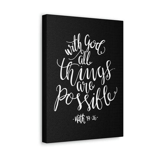 Scripture Walls With God All Things Are Possible Matthew 19:26 White Cursive Christian Wall Art Bible Verse Print Ready To Hang Unframed-Express Your Love Gifts