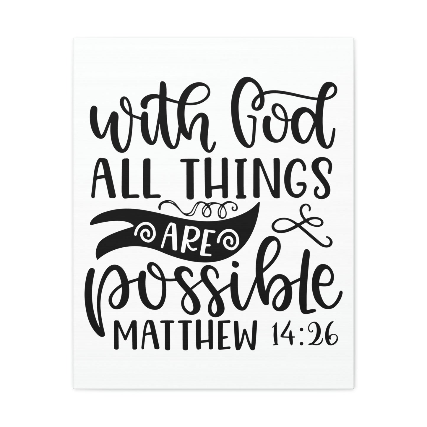 With God Matthew 14:26 Bible Verse Canvas Christian Wall Art Ready to Hang Unframed-Express Your Love Gifts