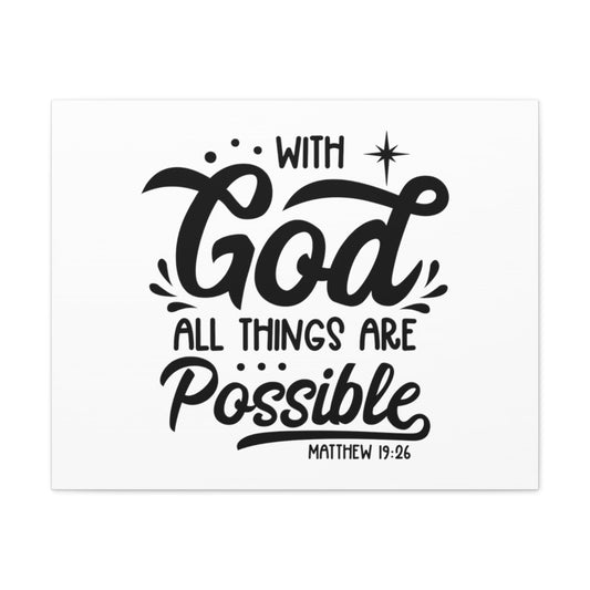 Scripture Walls With God Matthew 19:26 Bible Verse Canvas Christian Wall Art Ready to Hang Unframed-Express Your Love Gifts
