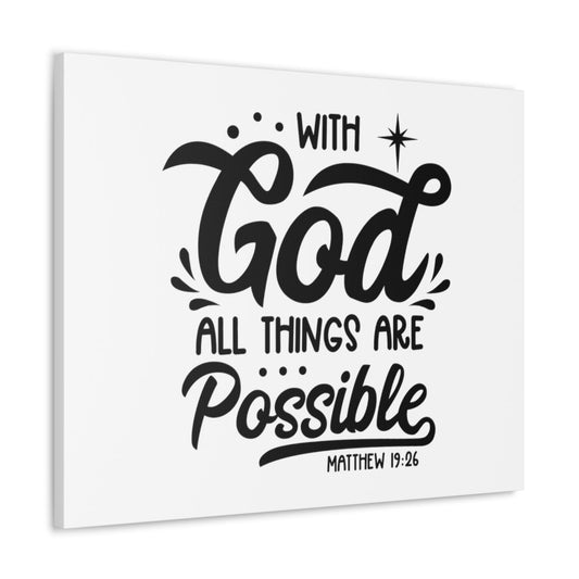 Scripture Walls With God Matthew 19:26 Bible Verse Canvas Christian Wall Art Ready to Hang Unframed-Express Your Love Gifts