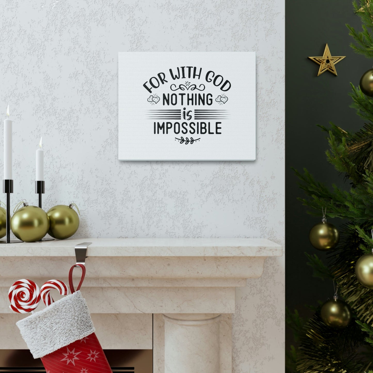 With God Nothing Is Impossible Luke 1:37 Christian Wall Art Bible Verse Print Ready to Hang Unframed-Express Your Love Gifts