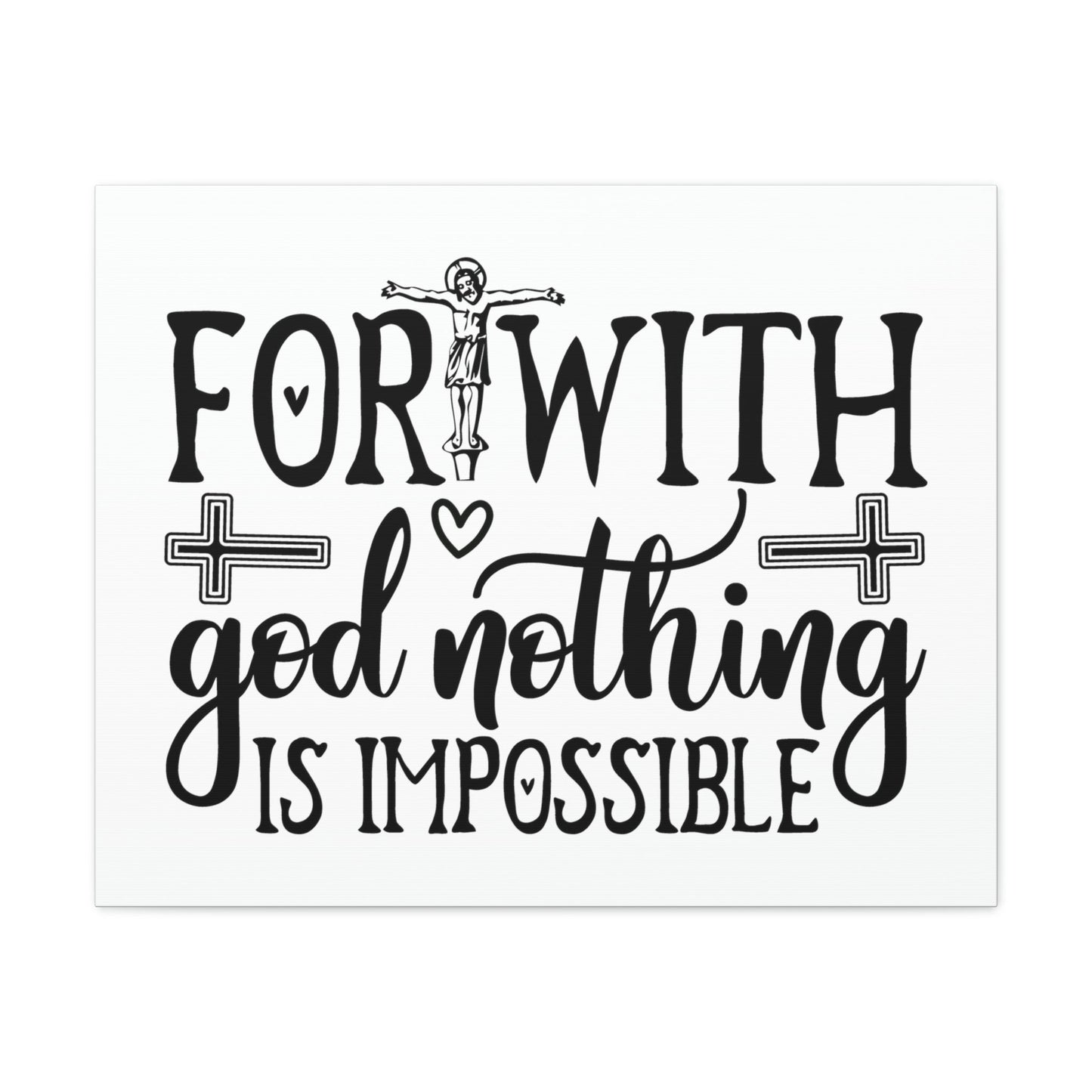 With God Nothing Is Impossible Luke 1:37 Christian Wall Art Print Ready to Hang Unframed-Express Your Love Gifts