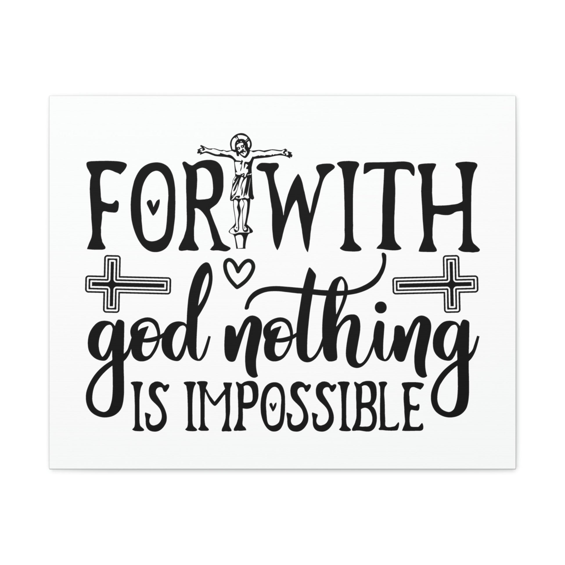 With God Nothing Is Impossible Luke 1:37 Christian Wall Art Print Ready to Hang Unframed-Express Your Love Gifts