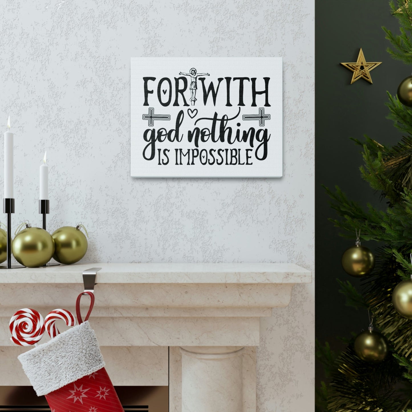 Scripture Walls With God Nothing Is Impossible Luke 1:37 Christian Wall Art Print Ready to Hang Unframed-Express Your Love Gifts