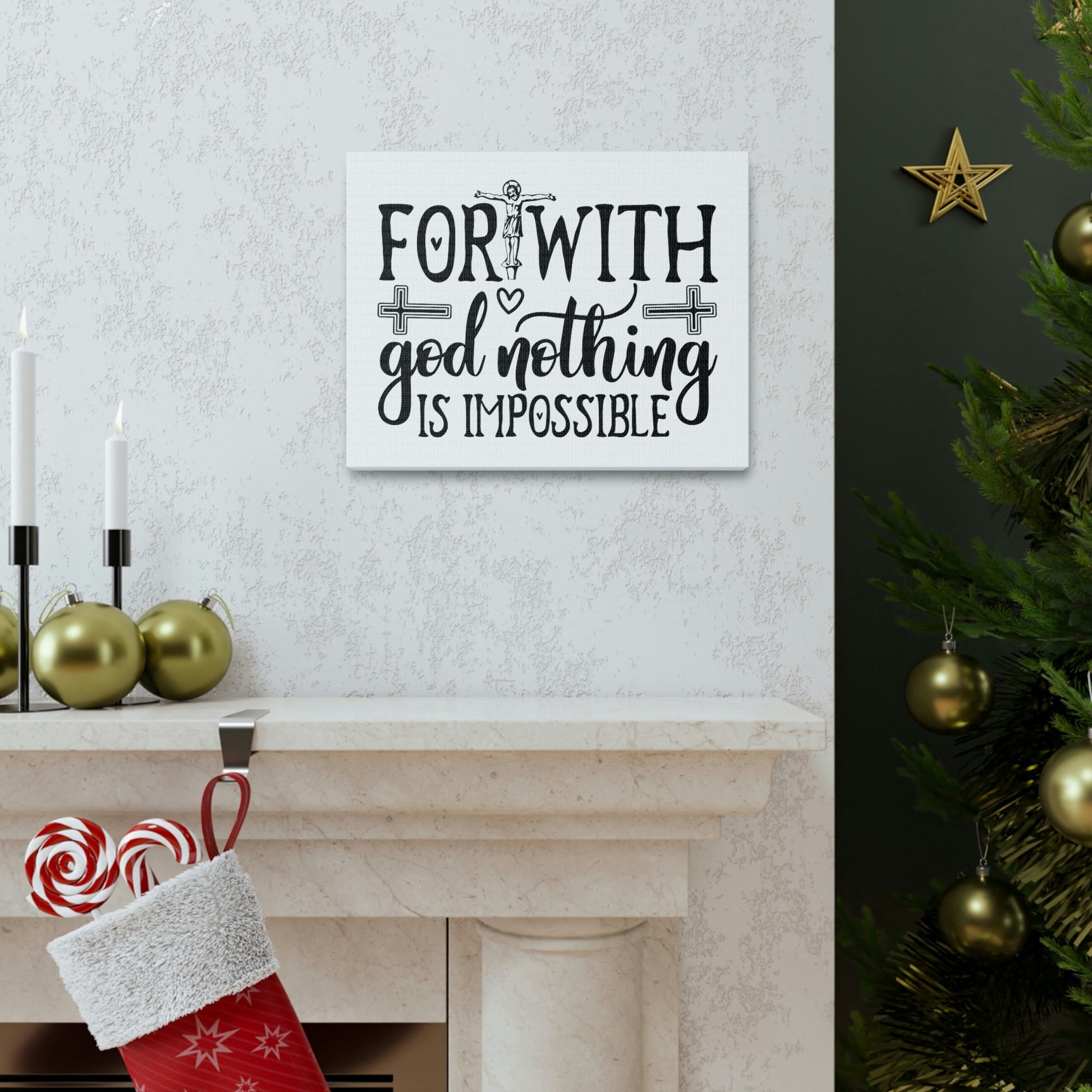 Scripture Walls With God Nothing Is Impossible Luke 1:37 Christian Wall Art Print Ready to Hang Unframed-Express Your Love Gifts