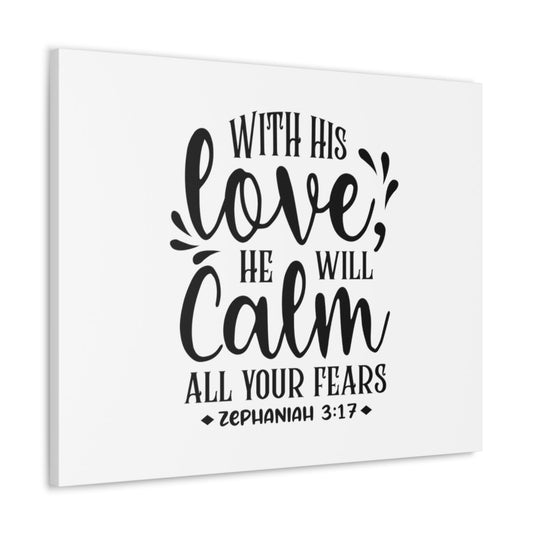 Scripture Walls With His Love Zephaniah 3:17 Bible Verse Canvas Christian Wall Art Ready to Hang Unframed-Express Your Love Gifts