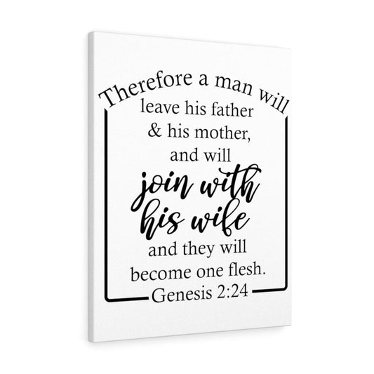 With His Wife Genesis 2:24 Bible Verse Canvas Christian Wall Art Ready to Hang Unframed-Express Your Love Gifts