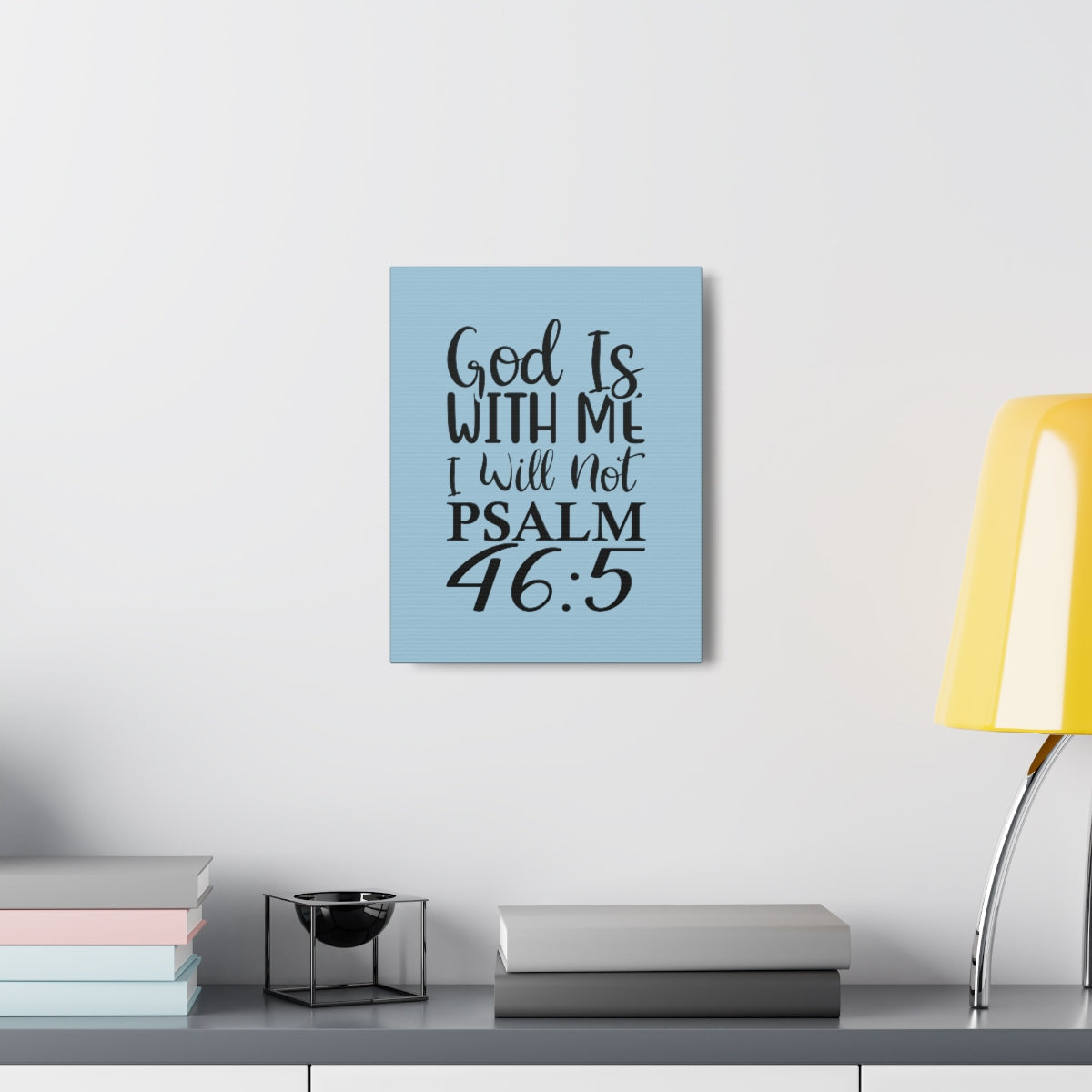 Scripture Walls With Me Psalm 46:5 Light Blue Bible Verse Canvas Christian Wall Art Ready to Hang Unframed-Express Your Love Gifts