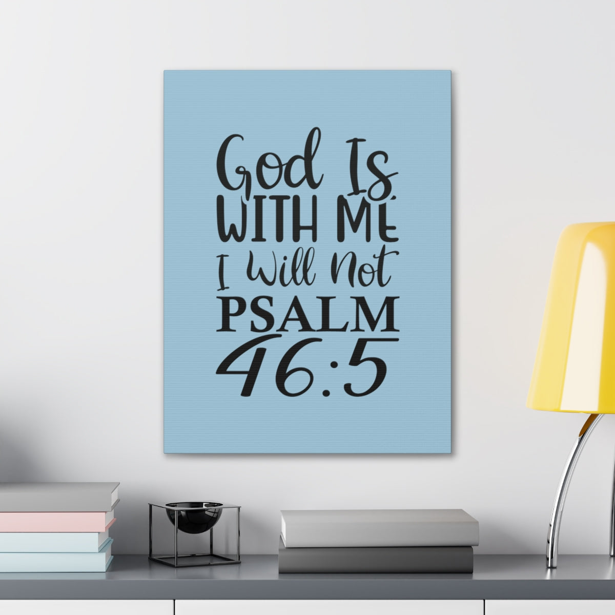 Scripture Walls With Me Psalm 46:5 Light Blue Bible Verse Canvas Christian Wall Art Ready to Hang Unframed-Express Your Love Gifts