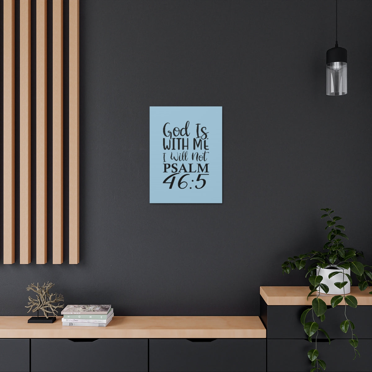 Scripture Walls With Me Psalm 46:5 Light Blue Bible Verse Canvas Christian Wall Art Ready to Hang Unframed-Express Your Love Gifts