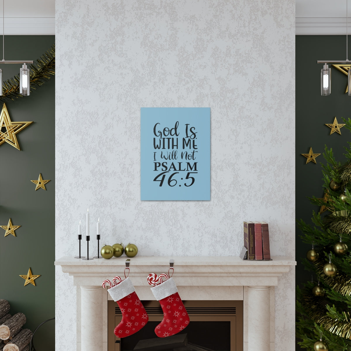 Scripture Walls With Me Psalm 46:5 Light Blue Bible Verse Canvas Christian Wall Art Ready to Hang Unframed-Express Your Love Gifts