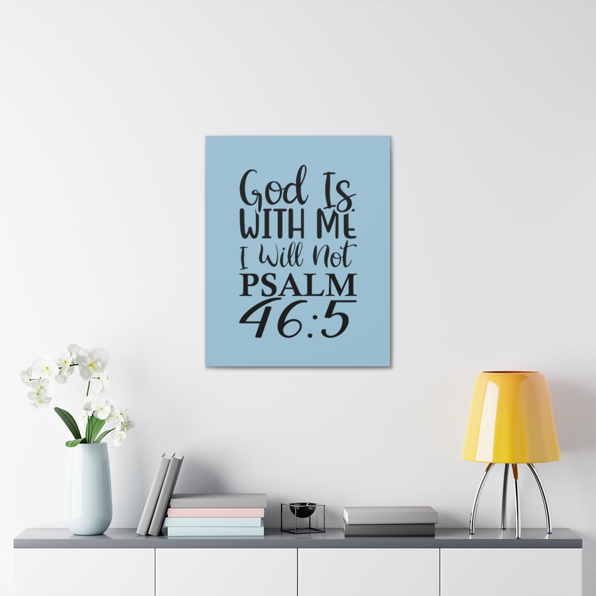 Scripture Walls With Me Psalm 46:5 Light Blue Bible Verse Canvas Christian Wall Art Ready to Hang Unframed-Express Your Love Gifts