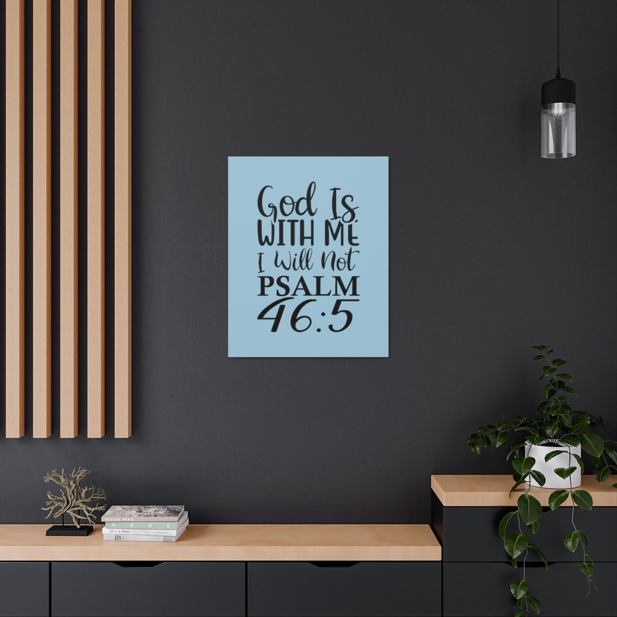 Scripture Walls With Me Psalm 46:5 Light Blue Bible Verse Canvas Christian Wall Art Ready to Hang Unframed-Express Your Love Gifts