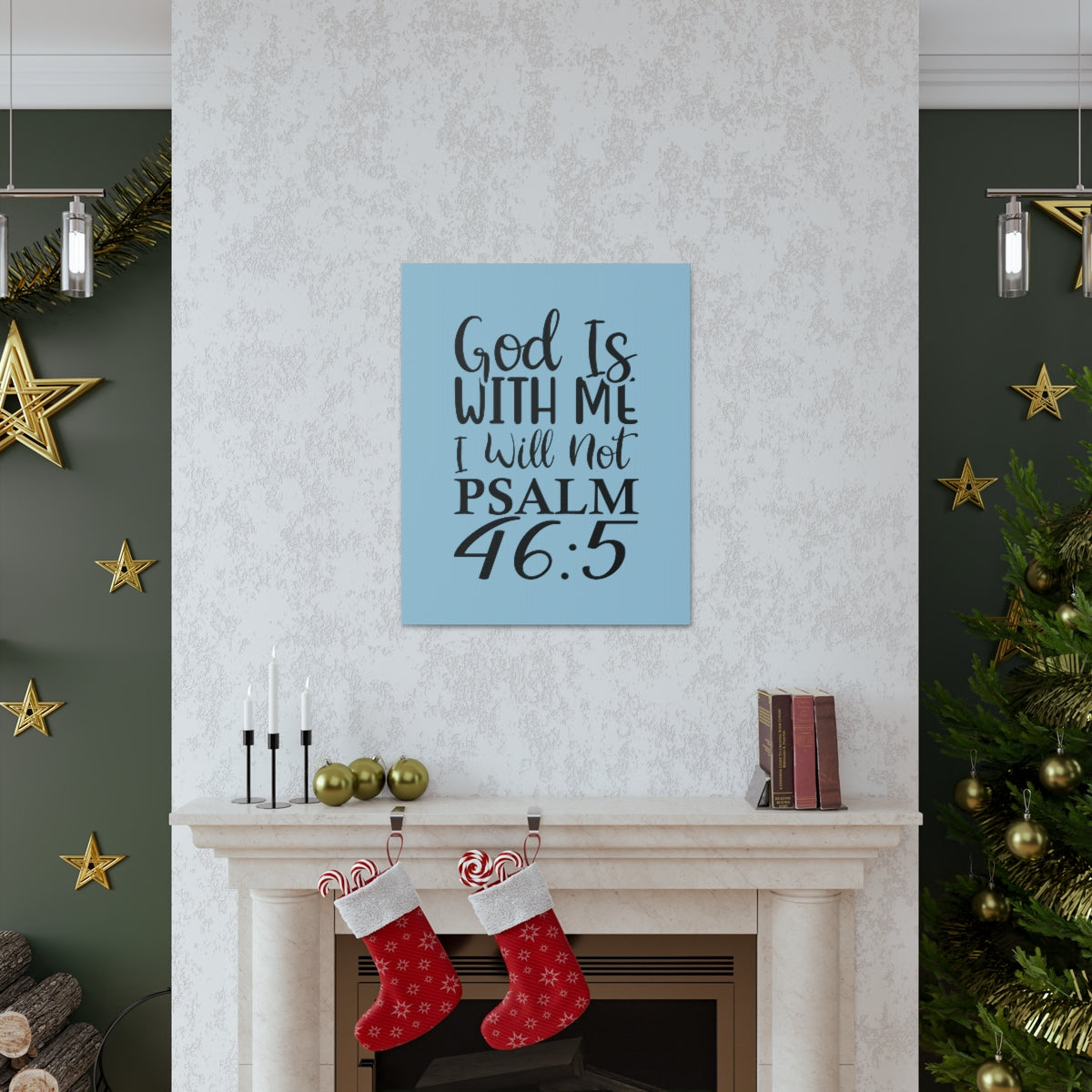 Scripture Walls With Me Psalm 46:5 Light Blue Bible Verse Canvas Christian Wall Art Ready to Hang Unframed-Express Your Love Gifts