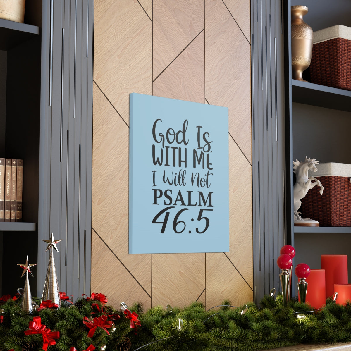 Scripture Walls With Me Psalm 46:5 Light Blue Bible Verse Canvas Christian Wall Art Ready to Hang Unframed-Express Your Love Gifts