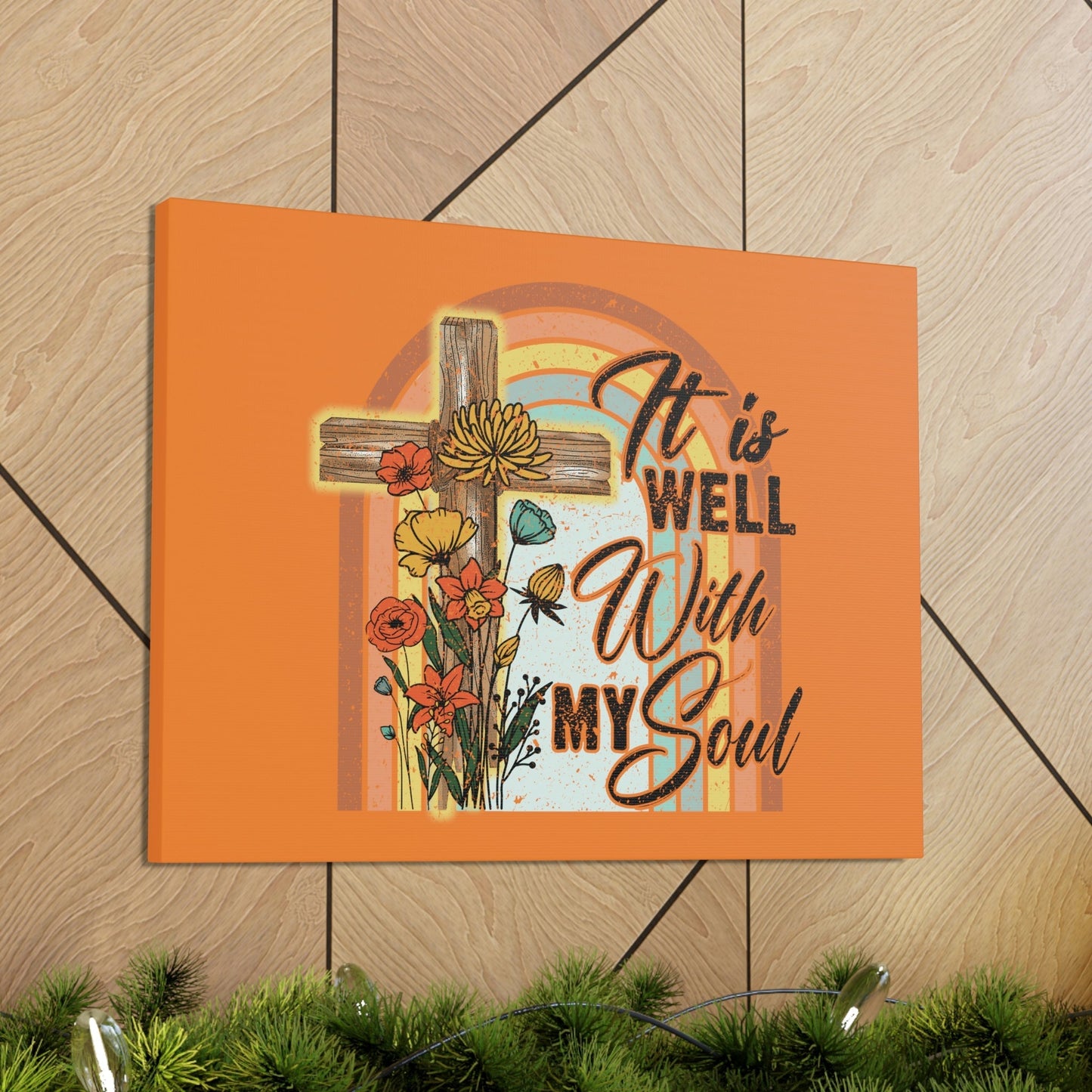 With My Soul Psalm 42:7 Bright Orange Christian Wall Art Bible Verse Print Ready to Hang Unframed-Express Your Love Gifts