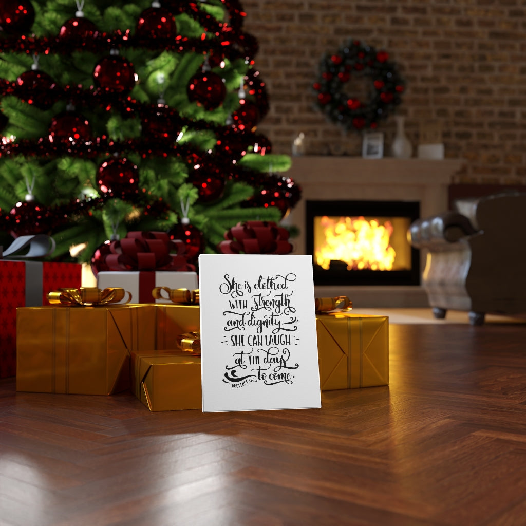 With Strength Proverbs 31:25 Bible Verse Canvas Christian Wall Art Ready to Hang Unframed-Express Your Love Gifts