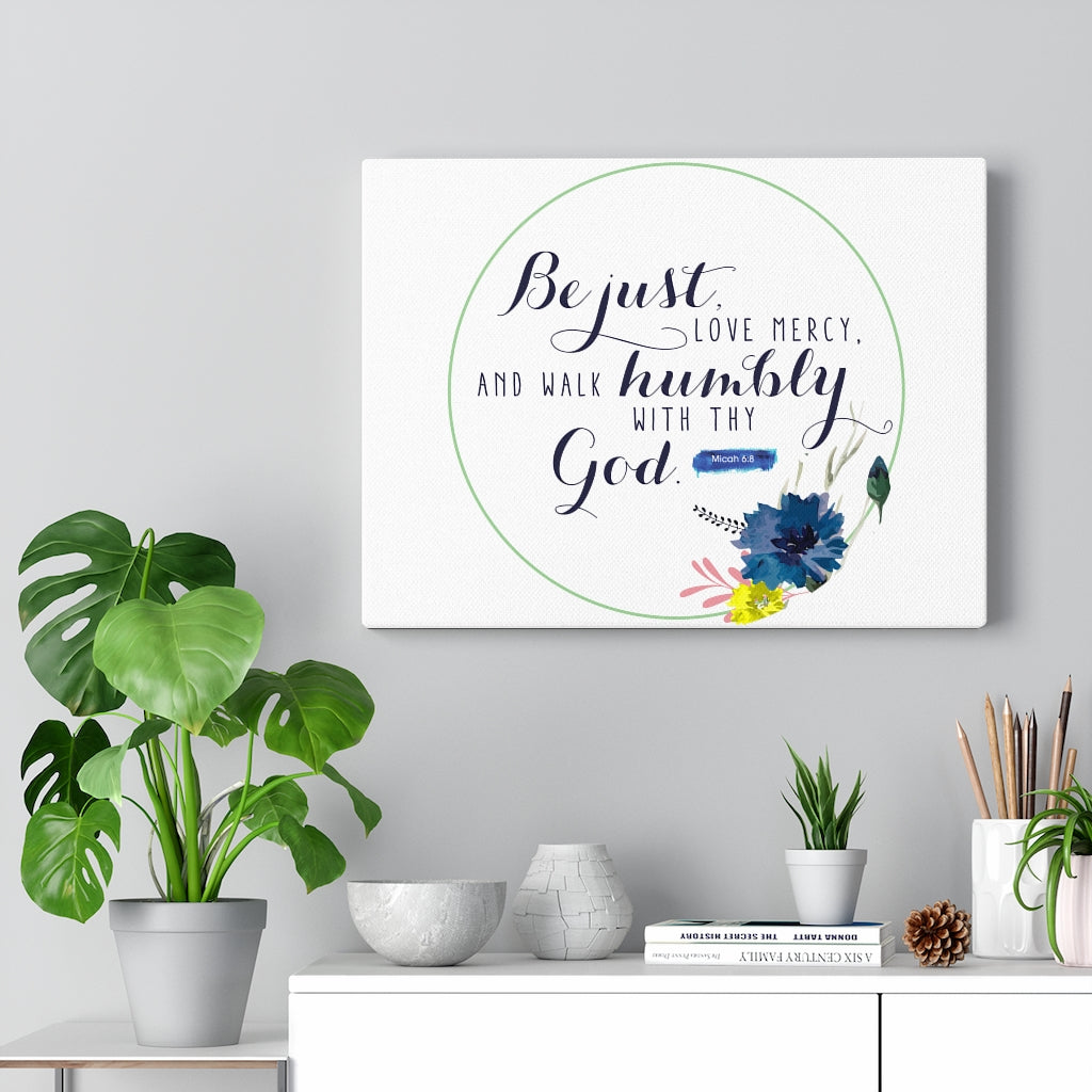 Scripture Walls With Thy God Micah 6:8 Bible Verse Canvas Christian Wall Art Ready to Hang Unframed-Express Your Love Gifts