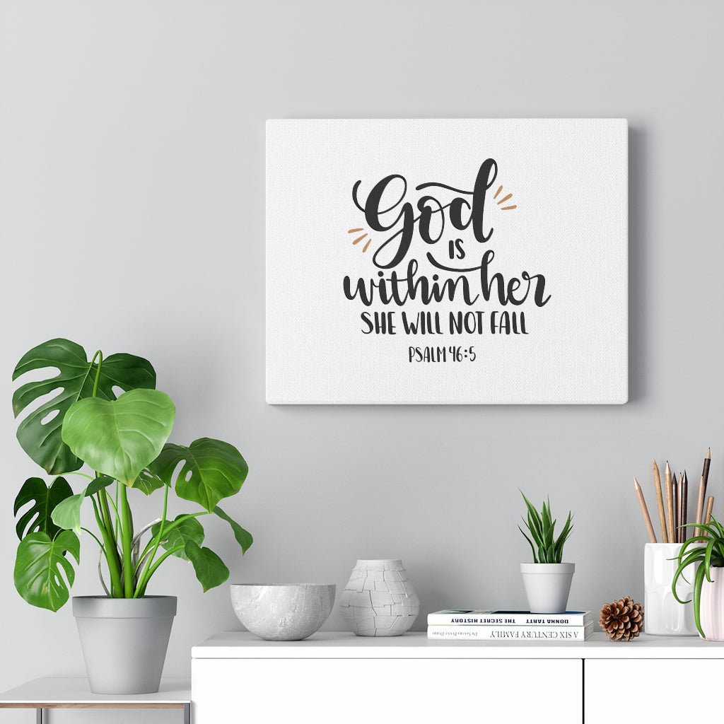 Within Her Psalm 46:5 Bible Verse Canvas Christian Wall Art Ready to Hang Unframed-Express Your Love Gifts