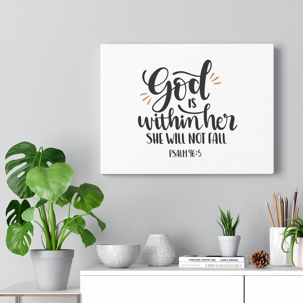Within Her Psalm 46:5 Bible Verse Canvas Christian Wall Art Ready to Hang Unframed-Express Your Love Gifts