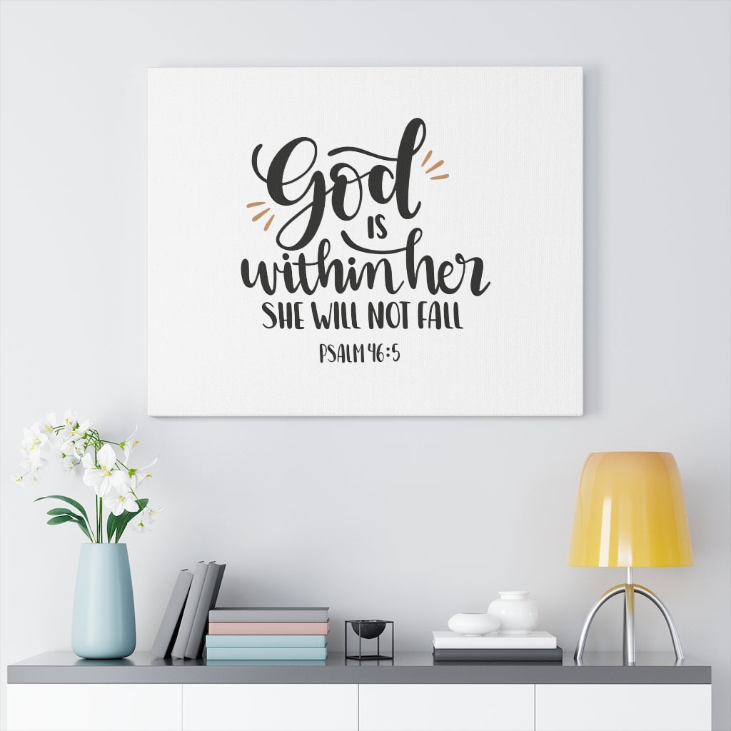 Within Her Psalm 46:5 Bible Verse Canvas Christian Wall Art Ready to Hang Unframed-Express Your Love Gifts