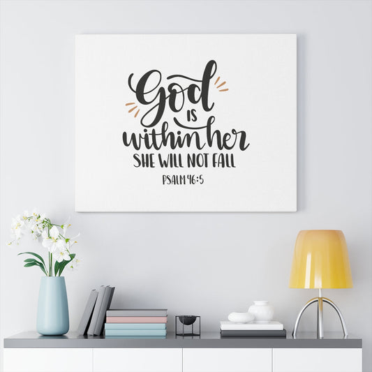 Within Her Psalm 46:5 Bible Verse Canvas Christian Wall Art Ready to Hang Unframed-Express Your Love Gifts