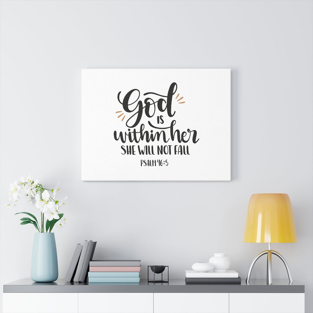 Within Her Psalm 46:5 Bible Verse Canvas Christian Wall Art Ready to Hang Unframed-Express Your Love Gifts