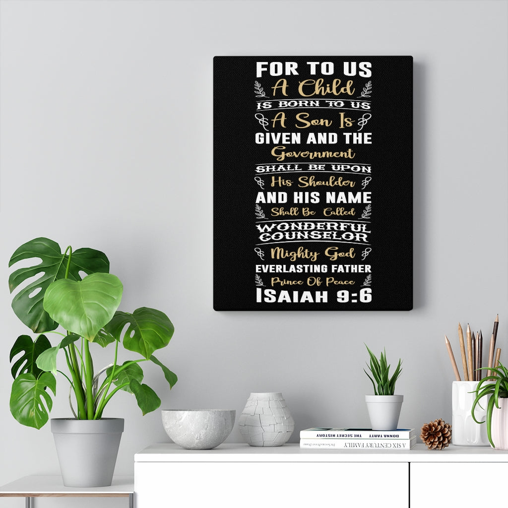Scripture Walls Wonderful Isaiah 9:6 Bible Verse Canvas Christian Wall Art Ready to Hang Unframed-Express Your Love Gifts