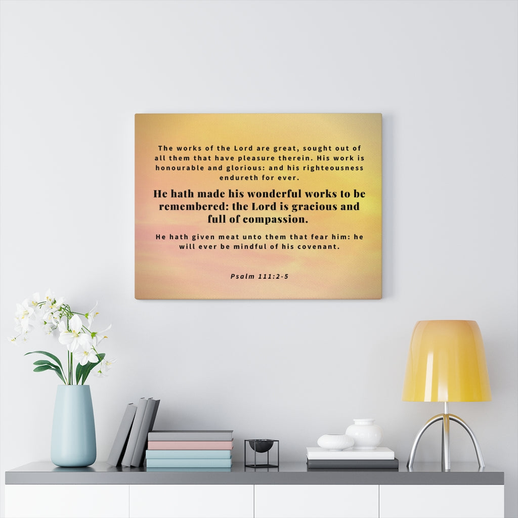 Scripture Walls Wonderful Works Psalm 111:2-5 Bible Verse Canvas Christian Wall Art Ready to Hang Unframed-Express Your Love Gifts