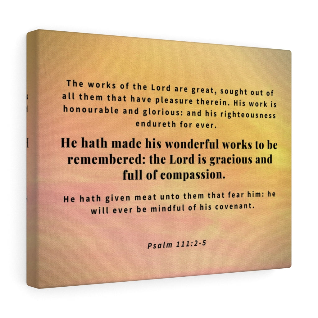Scripture Walls Wonderful Works Psalm 111:2-5 Bible Verse Canvas Christian Wall Art Ready to Hang Unframed-Express Your Love Gifts