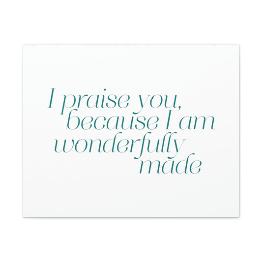 Scripture Walls Wonderfully Made Light Blue Psalm 139:14 Bible Verse Canvas Christian Wall Art Ready to Hang Unframed-Express Your Love Gifts