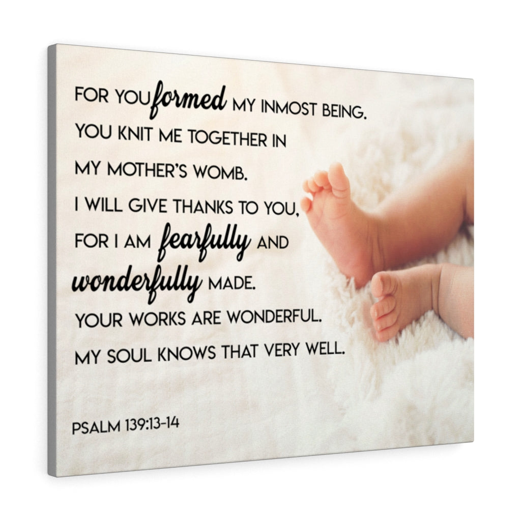 Wonderfully Made Psalm 139:13-14 Wall Art Christian Home Decor Unframed-Express Your Love Gifts