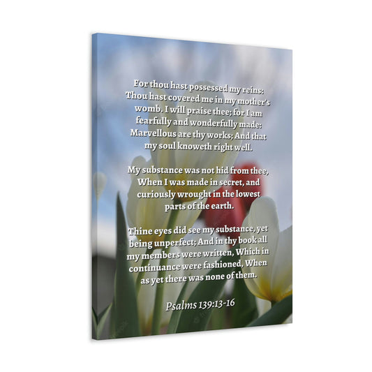Scripture Walls Wonderfully Made Psalm 139:14 Flower Bible Verse Canvas Christian Wall Art Ready to Hang Unframed-Express Your Love Gifts