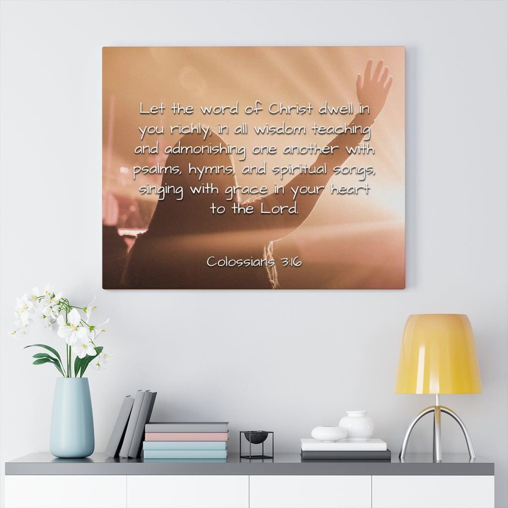 Word Of Christ Colossians 3:16 Bible Verse Canvas Christian Wall Art Ready to Hang Unframed-Express Your Love Gifts