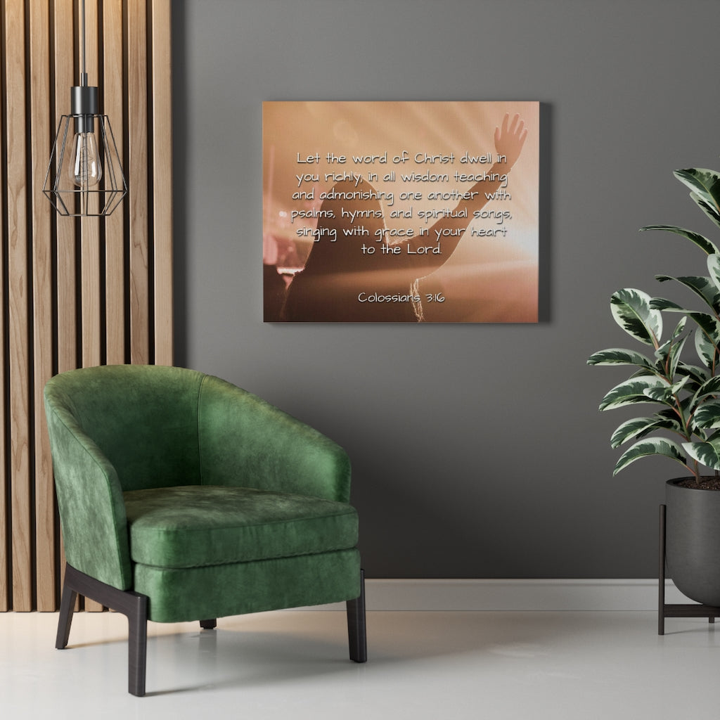 Word Of Christ Colossians 3:16 Bible Verse Canvas Christian Wall Art Ready to Hang Unframed-Express Your Love Gifts