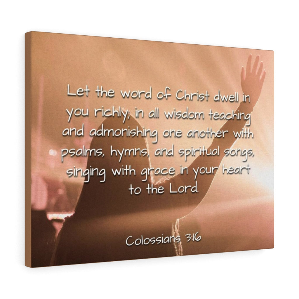 Word Of Christ Colossians 3:16 Bible Verse Canvas Christian Wall Art Ready to Hang Unframed-Express Your Love Gifts