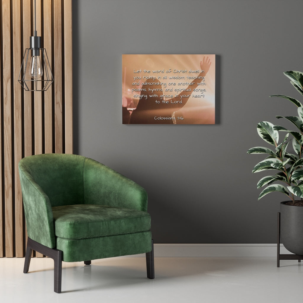 Word Of Christ Colossians 3:16 Bible Verse Canvas Christian Wall Art Ready to Hang Unframed-Express Your Love Gifts