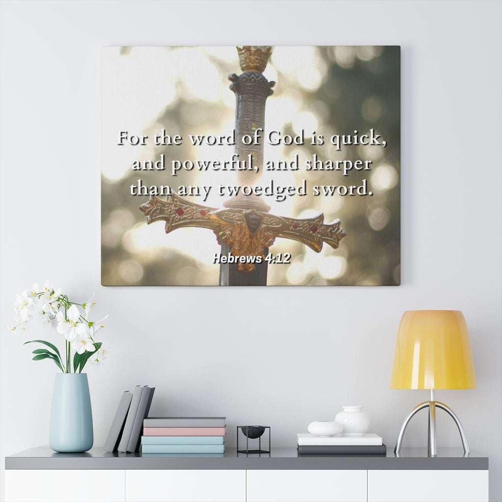 Word Of God Hebrews 4:12 Bible Verse Canvas Christian Wall Art Ready to Hang Unframed-Express Your Love Gifts