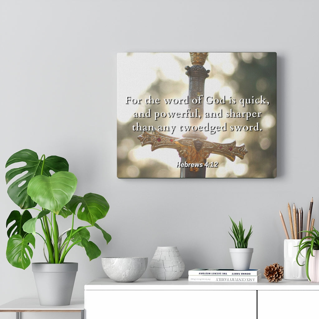 Word Of God Hebrews 4:12 Bible Verse Canvas Christian Wall Art Ready to Hang Unframed-Express Your Love Gifts