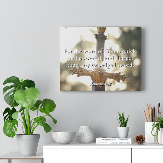 Word Of God Hebrews 4:12 Bible Verse Canvas Christian Wall Art Ready to Hang Unframed-Express Your Love Gifts