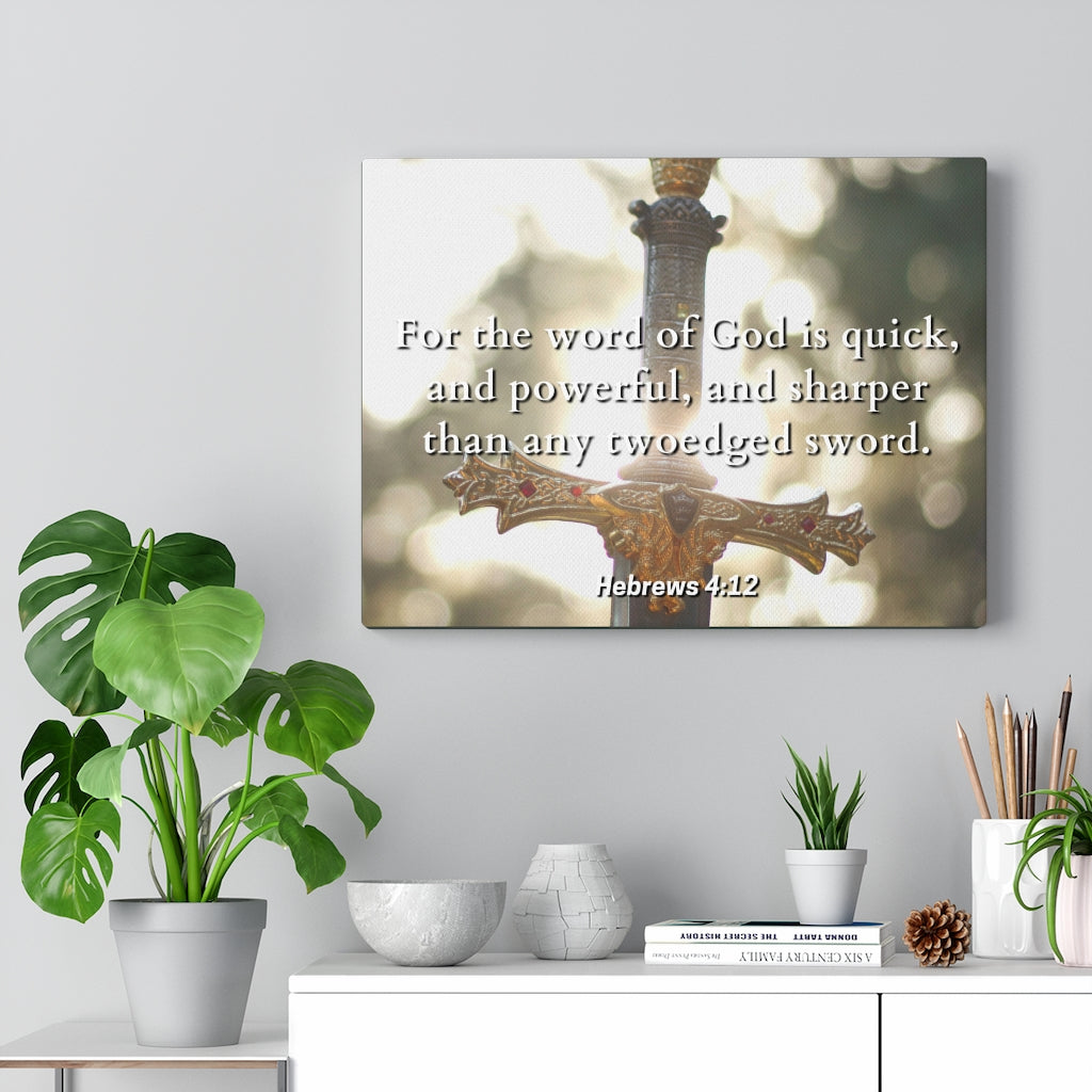 Word Of God Hebrews 4:12 Bible Verse Canvas Christian Wall Art Ready to Hang Unframed-Express Your Love Gifts