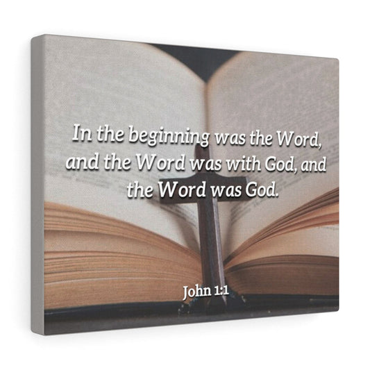 Word was God John 1:1 Bible Verse Canvas Christian Wall Art Ready to Hang Unframed-Express Your Love Gifts