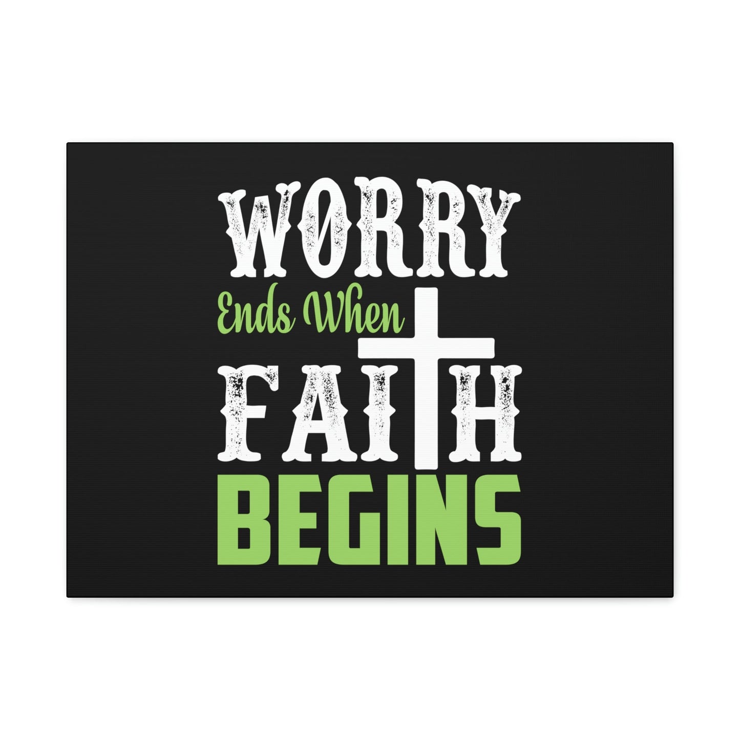 Worry Ends When Faith Begins 1 Peter 5:7 Green Christian Wall Art Bible Verse Print Ready to Hang Unframed-Express Your Love Gifts