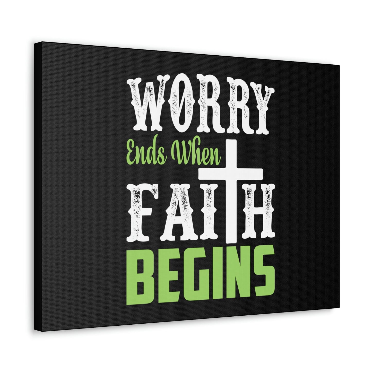 Worry Ends When Faith Begins 1 Peter 5:7 Green Christian Wall Art Bible Verse Print Ready to Hang Unframed-Express Your Love Gifts