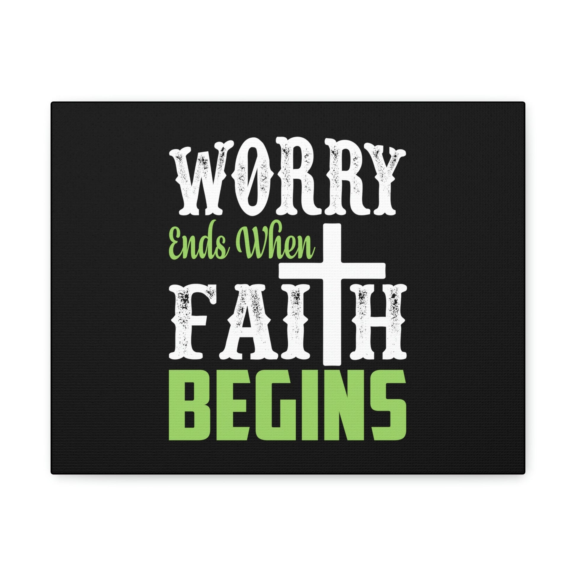 Worry Ends When Faith Begins 1 Peter 5:7 Green Christian Wall Art Bible Verse Print Ready to Hang Unframed-Express Your Love Gifts